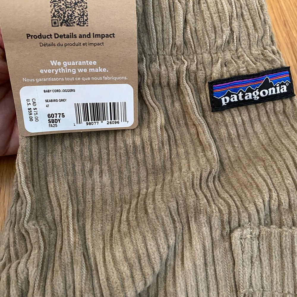 Patagonia Kids Corduroy Joggers - 4T - Picture 3 of 4